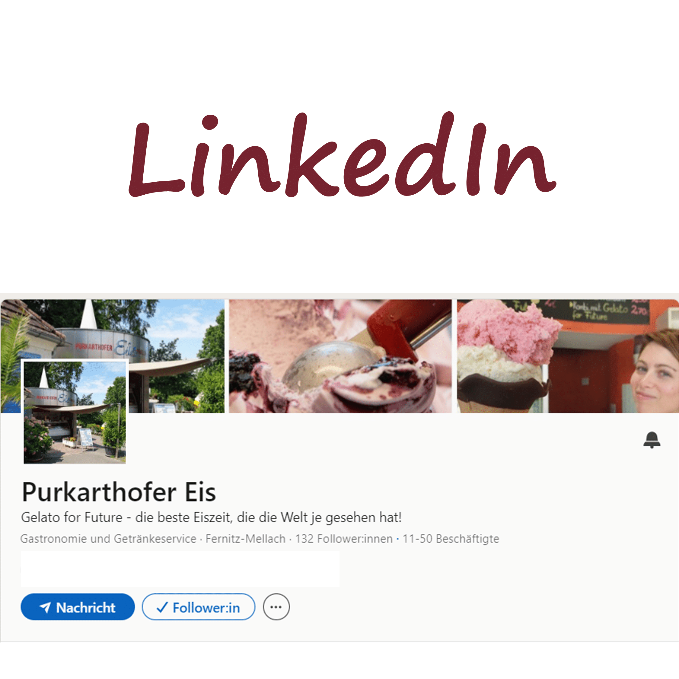 Purkarthofer Eis ist nun auch auf der Social Media Plattform LinkedIn!